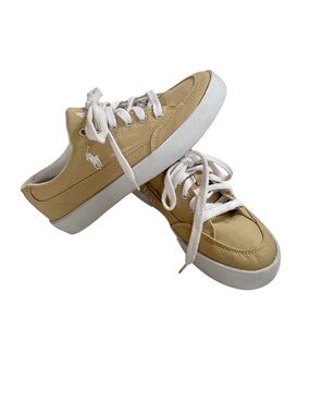 Polo by Ralph Lauren Tan Canvas Sneakers Sz 8 Classic Preppy Coastal